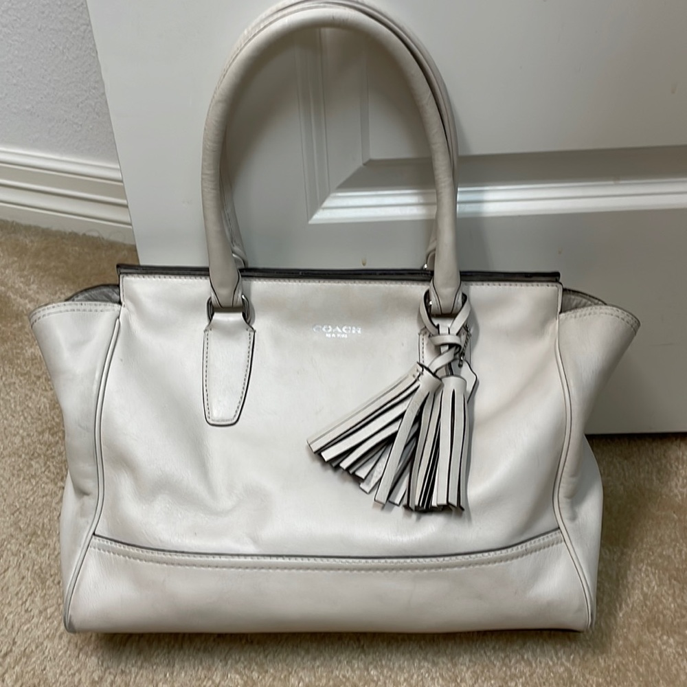 Soft white coach leather bag
